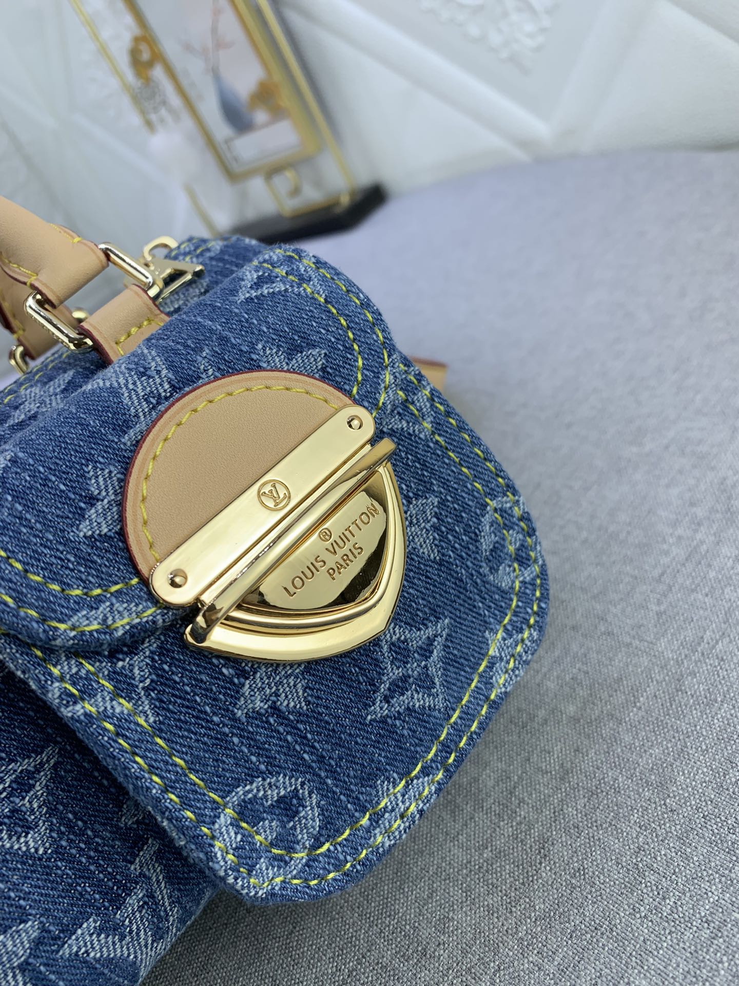 Louis Vuitton M82950 Nano Speedy Denim Cowboy Shoulder Bags Size 16*7*10cm