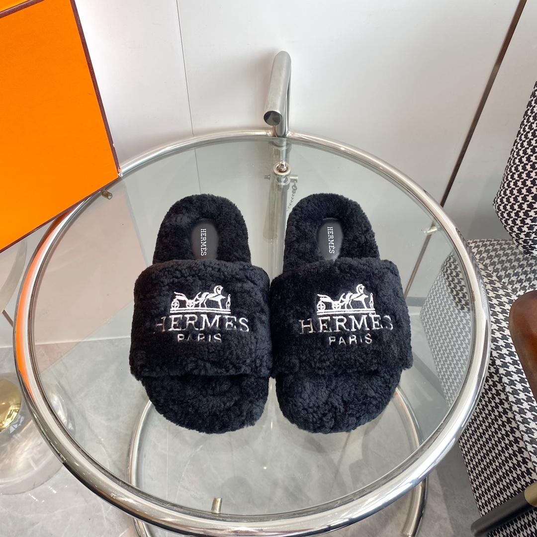 Hermes 23fw Women Winter Slippers Size 36-40