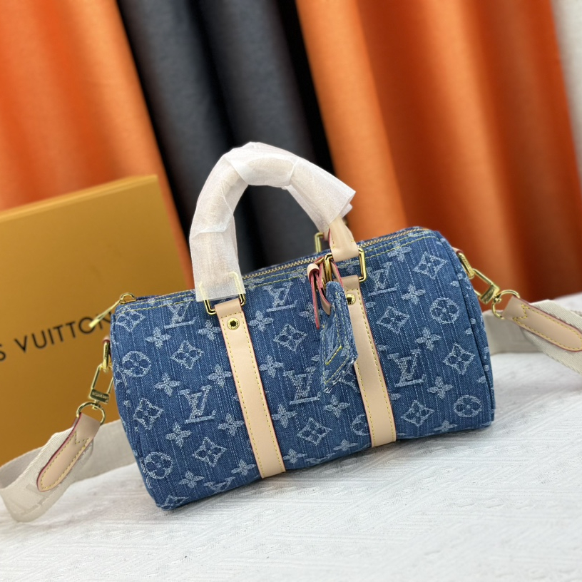 Louis Vuitton M46271 Keepall 25 Denim Cowboy Shoulder Bags Size 25*15*11cm