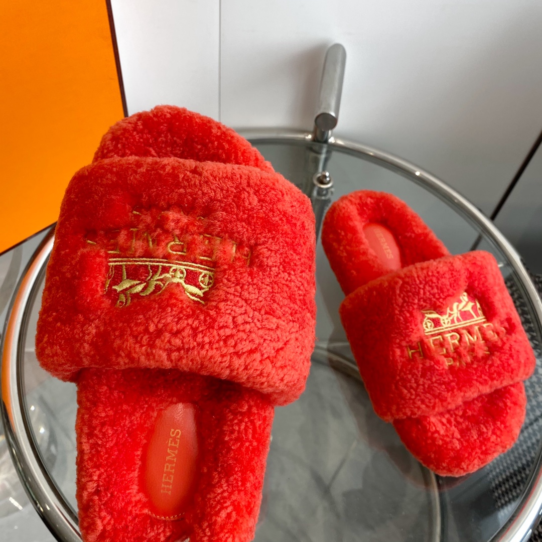 Hermes 23fw Women Winter Slippers Size 36-40