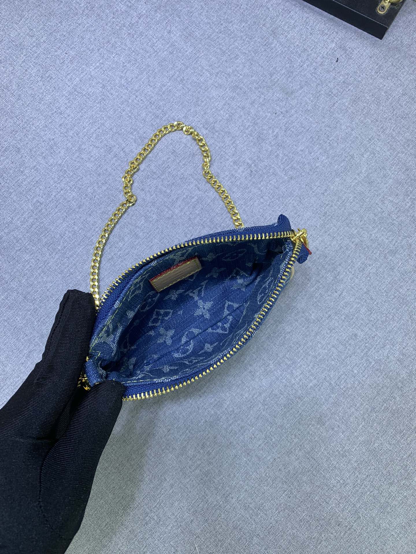 Louis Vuitton M82960 Mini Pochette Accessorie Monogram Denim Cowboy Shoulder Bags Size 4.5*9.5*4cm