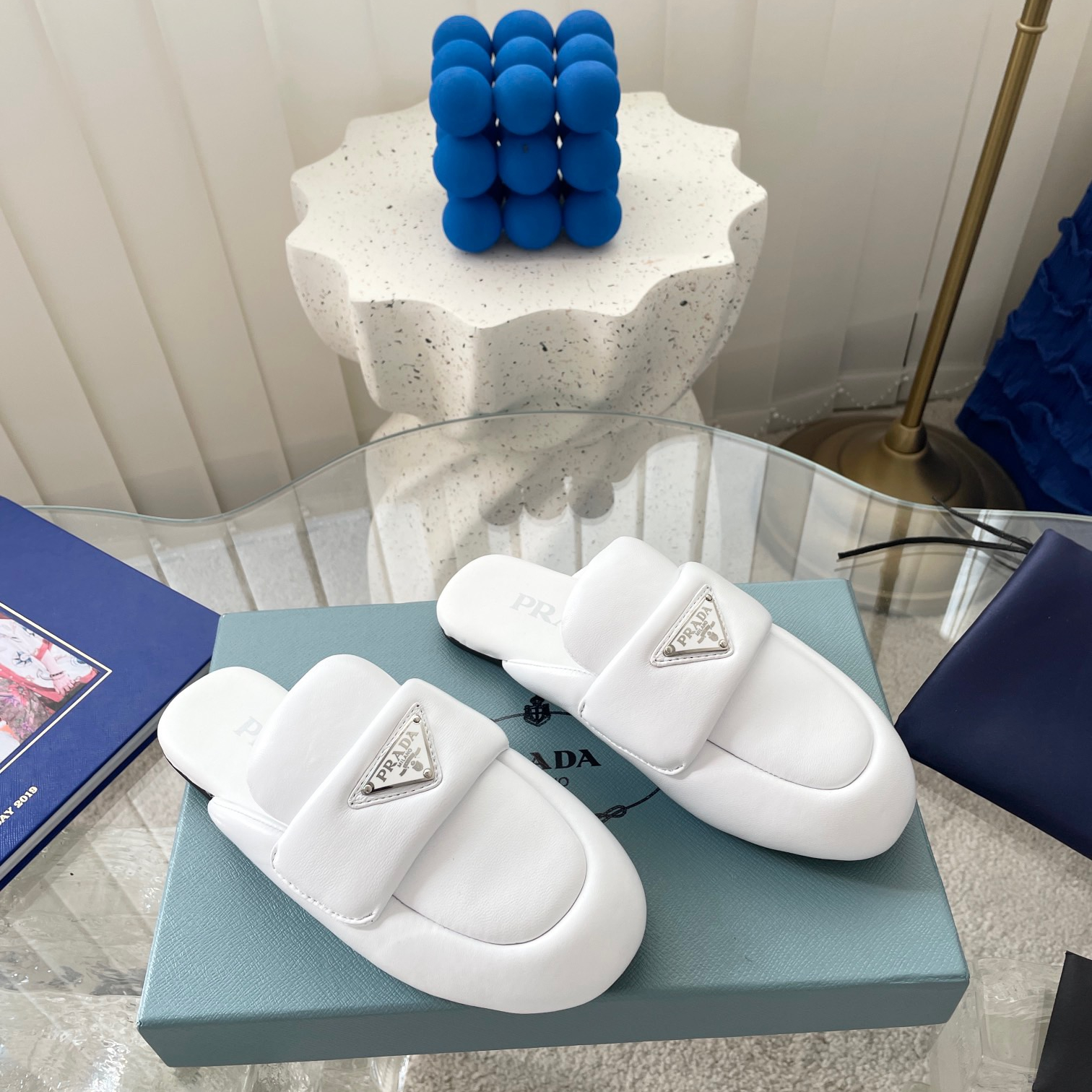 Prada Soft Padded Leather Slippers Size 35-41 4-Color