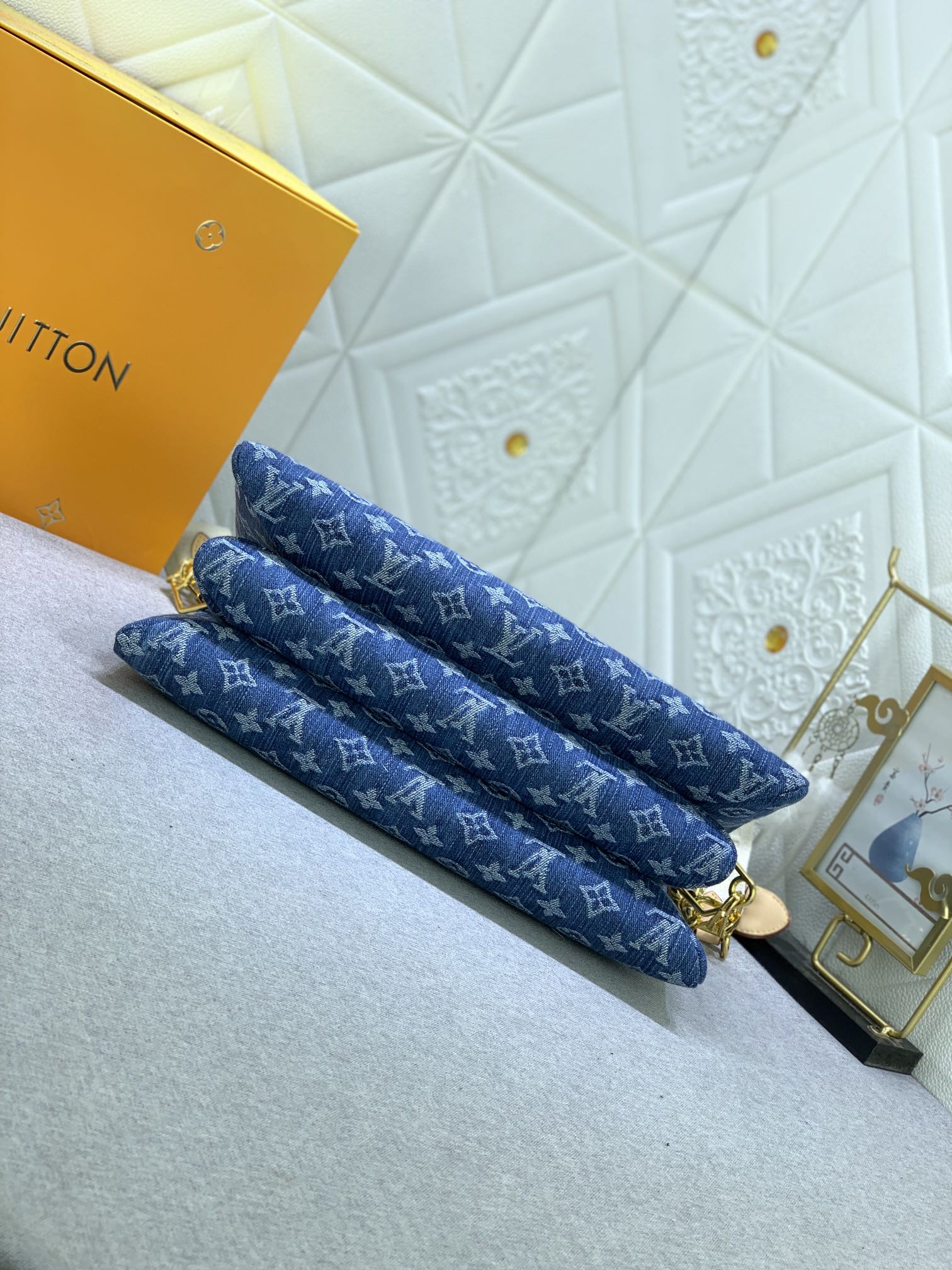 Louis Vuitton Monogram Coussin Denim Cowboy Shoulder Bags Size 34*24*12cm