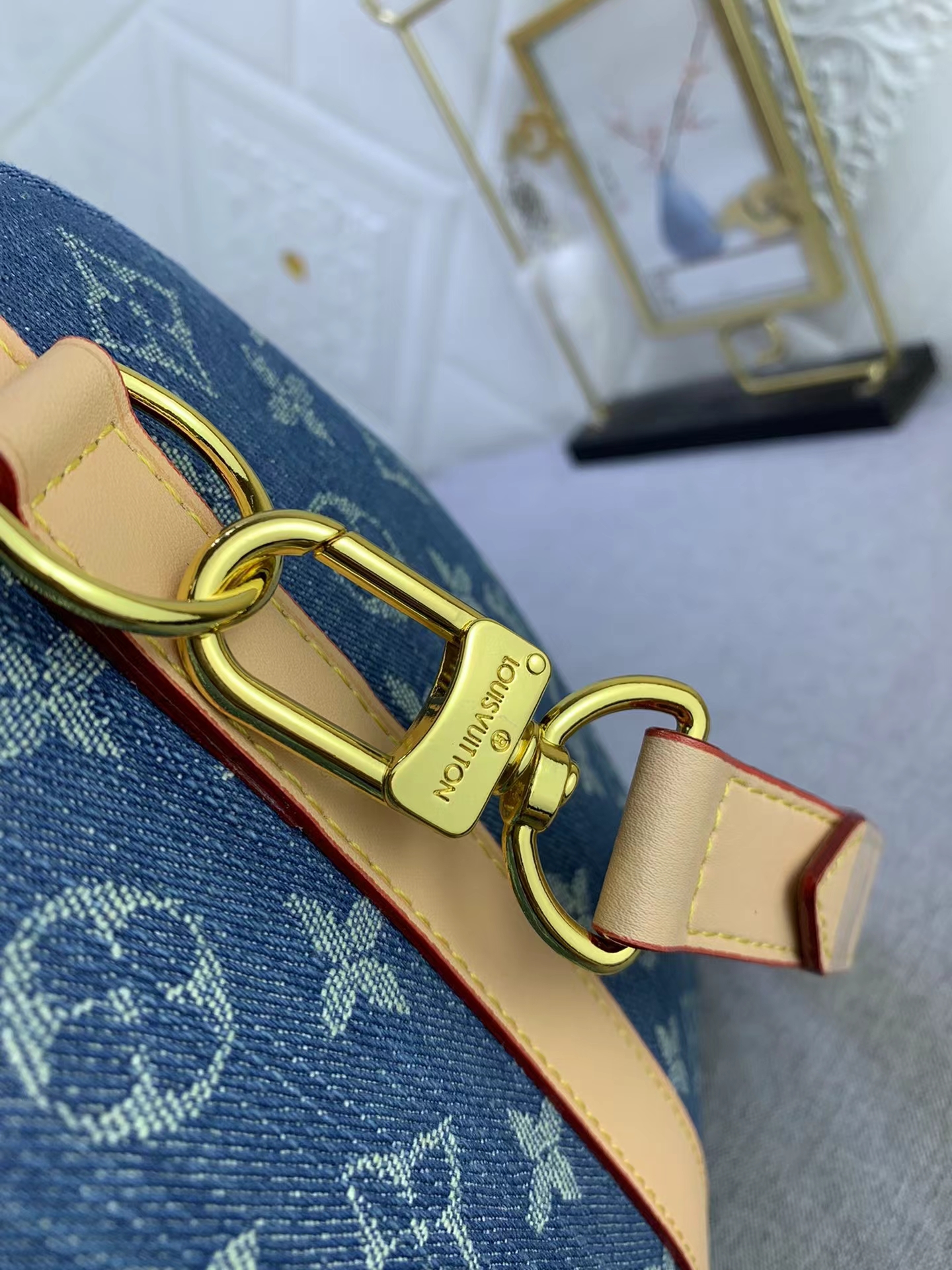 Louis Vuitton KEEPALL BANDOULIÈRE 45 Keepall Bandoulière Monogram Denim Travel Bags Size 45*27*20cm