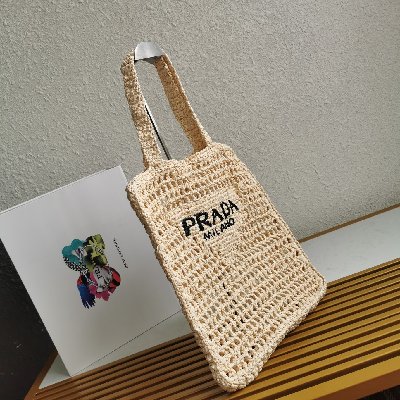 Prada 1BG393 Raffia Tote Bags Size 36*38*3cm