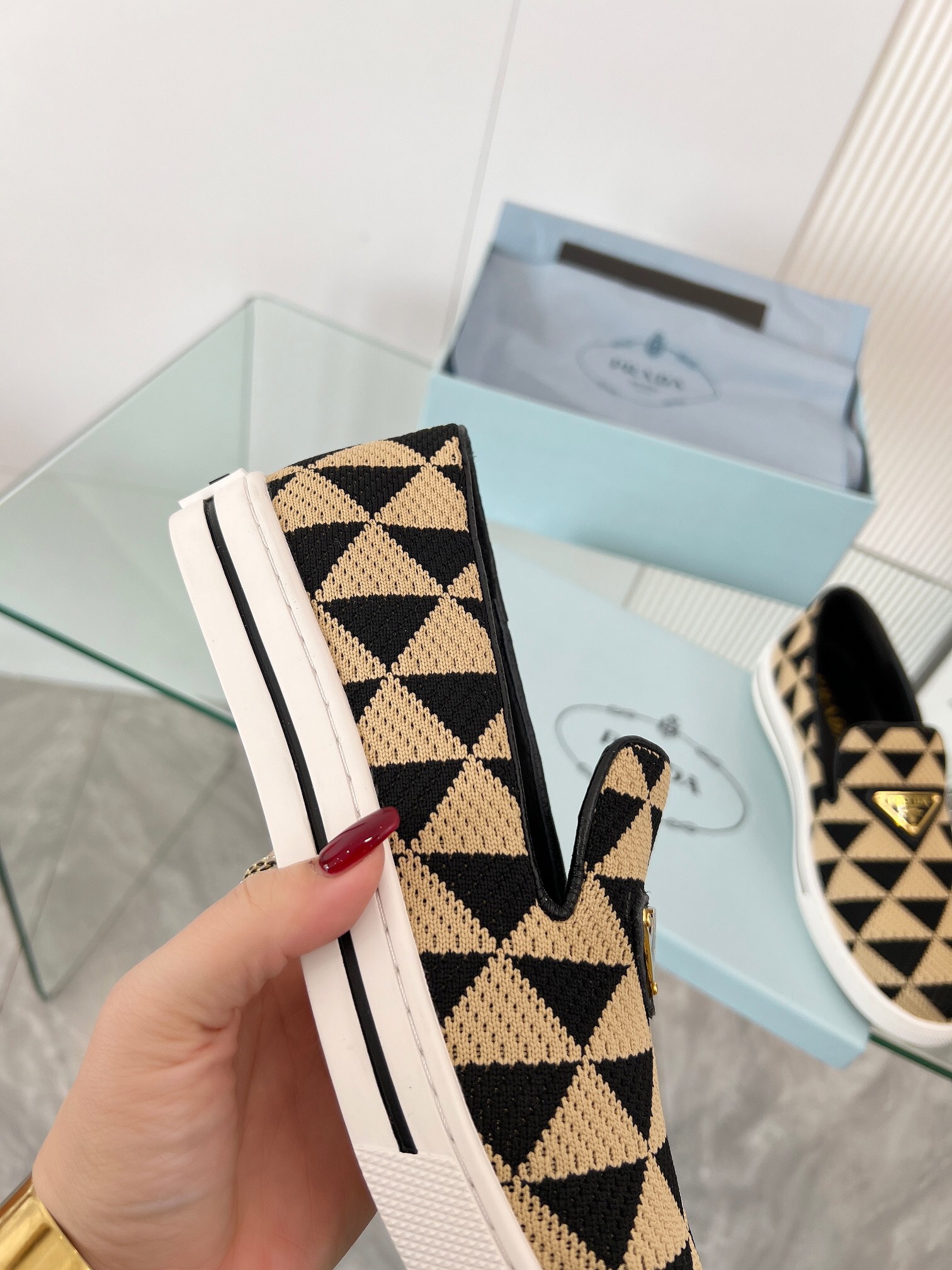 Prada 2024 Women Embroidered fabric slip-on Shoes Loafers Size 36-41