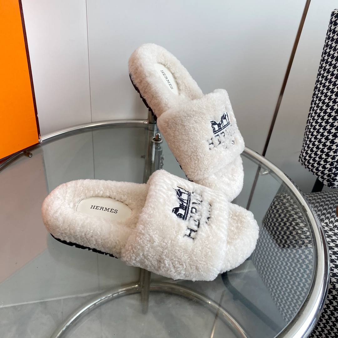 Hermes 23fw Women Winter Slippers Size 36-40