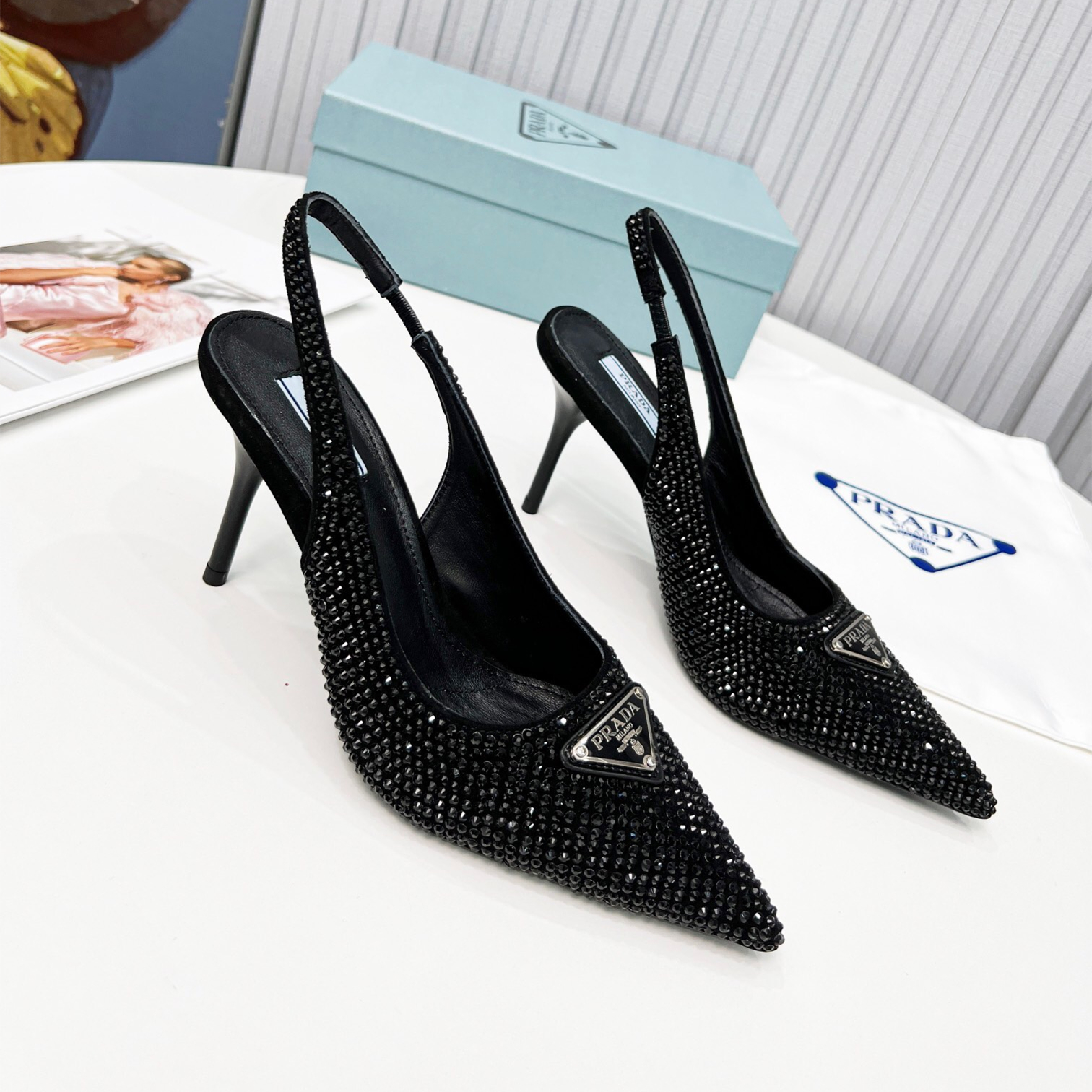 Prada Brushed Leather Slingback Pumps Size 35-41 3-Color