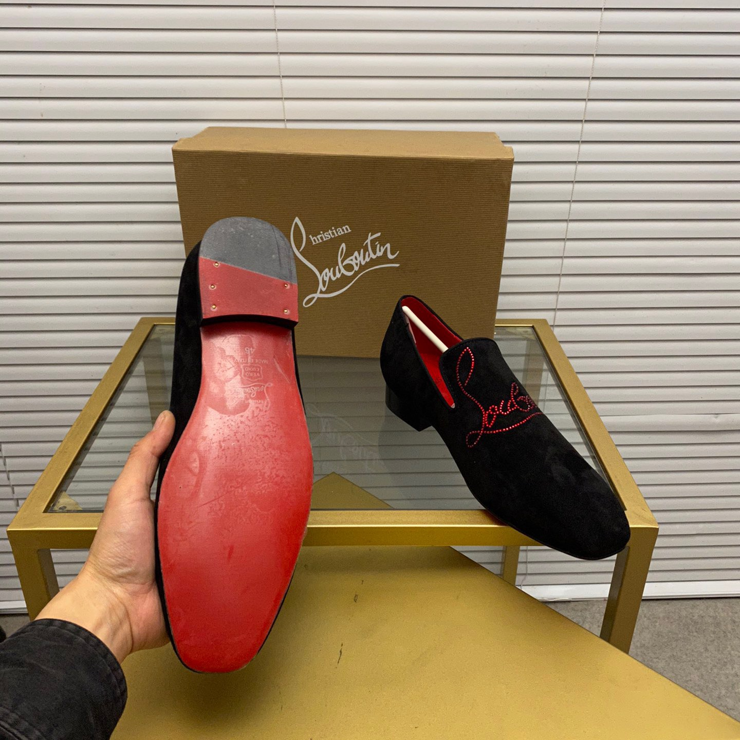 Christian Louboutin Navy Dandelion Strass Loafers Size 39-45