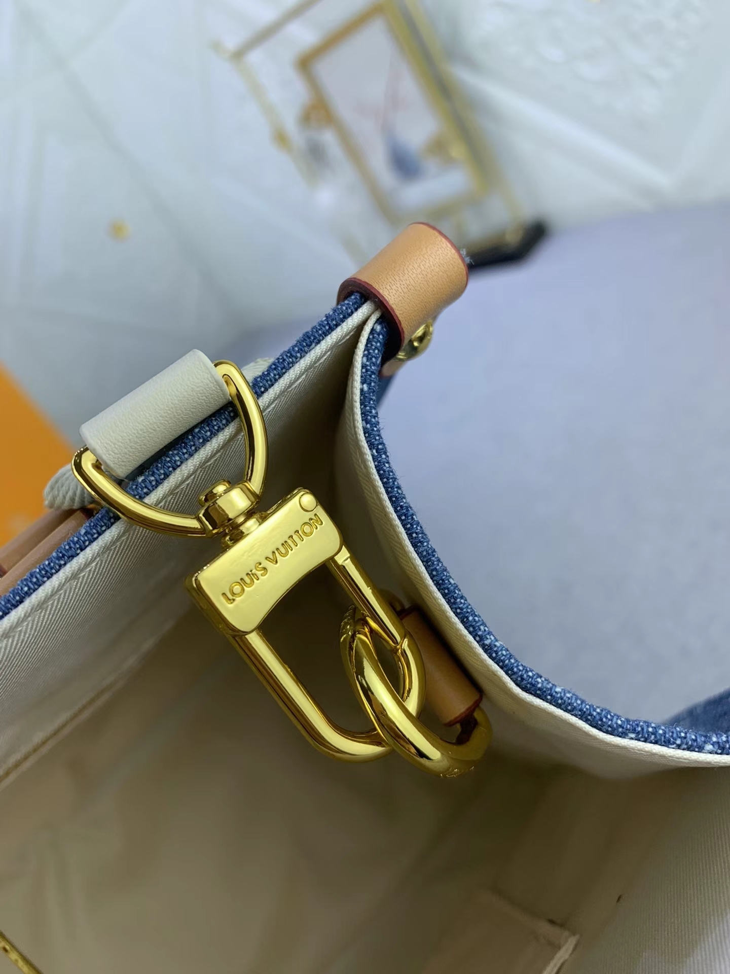 Louis Vuitton Monogram Reverse Giant Toron Denim Cowboy Women Shopping Bags 25*19*11.5cm