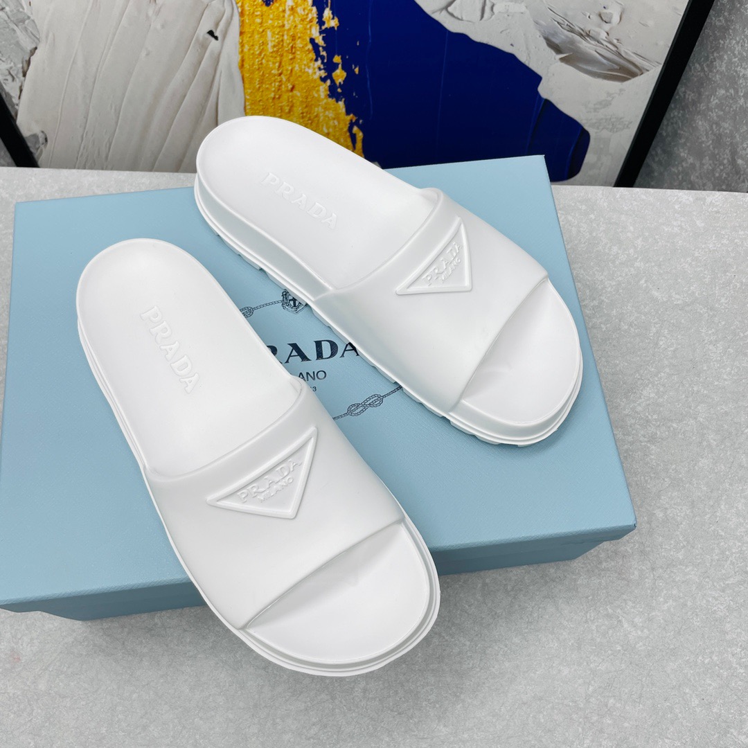 Prada Rubber Slippers Size 35-45 Black/White