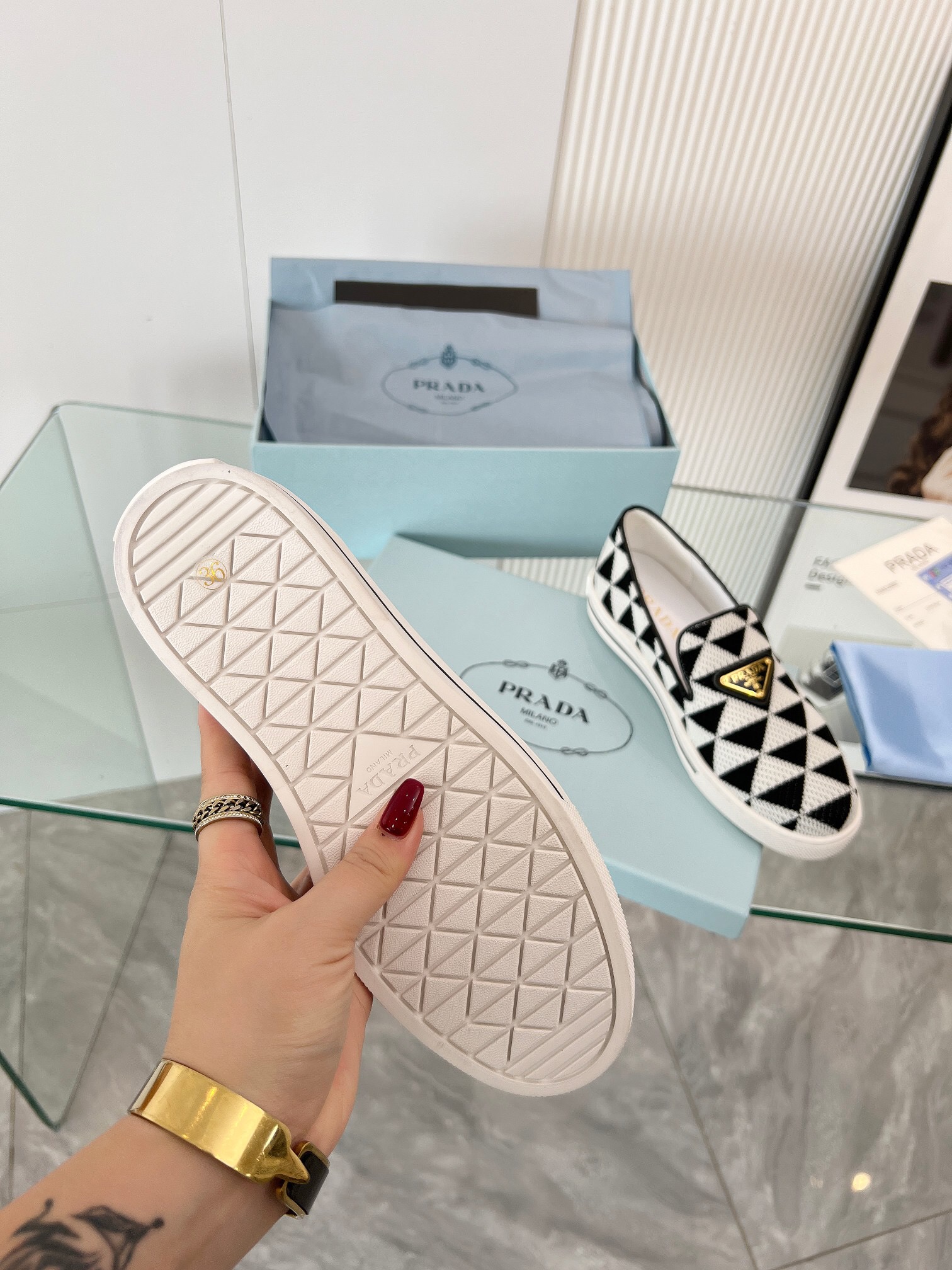 Prada 2024 Women Embroidered fabric slip-on Shoes Loafers Size 36-41