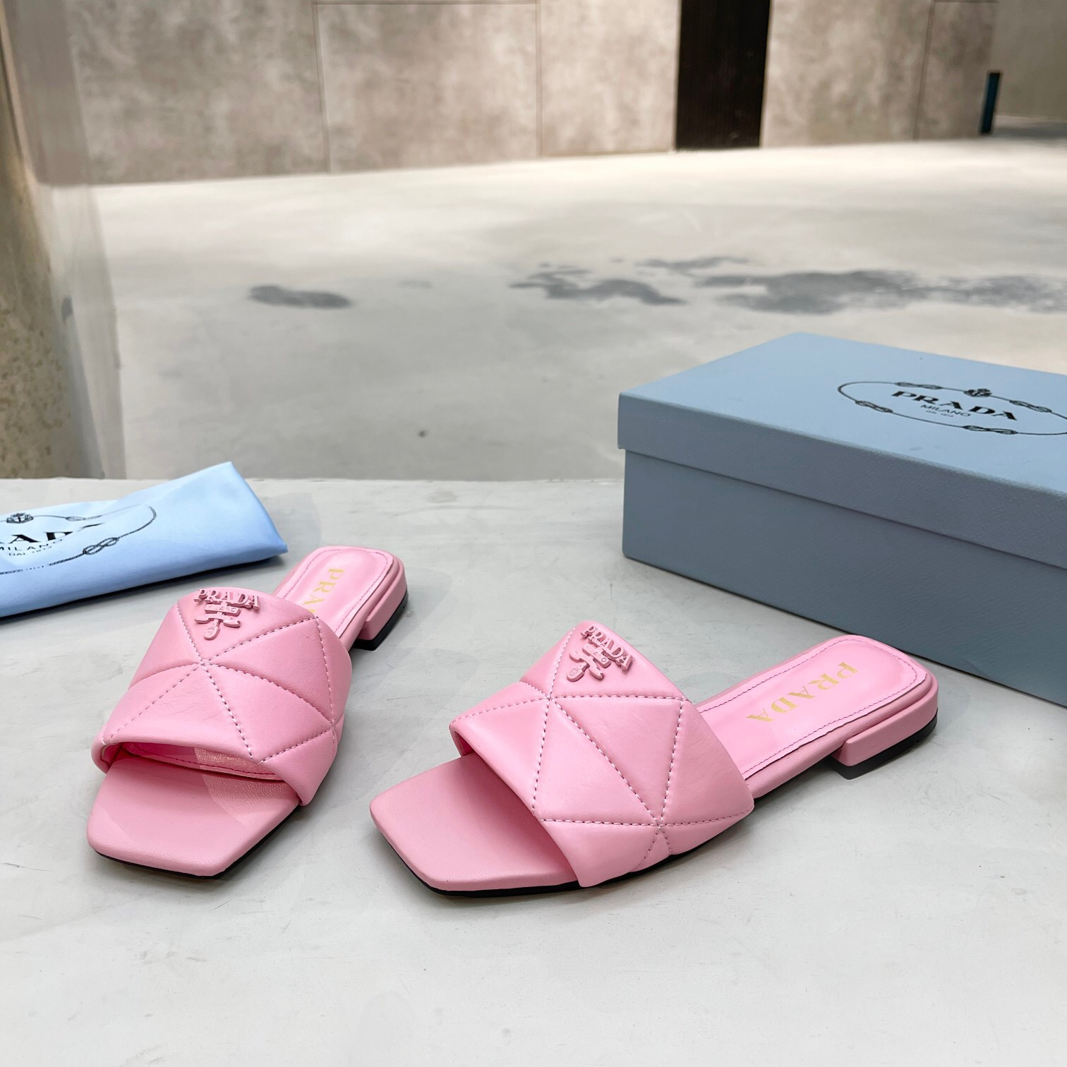 Prada Quilted Leather Slippers Size 35-41 5-Color