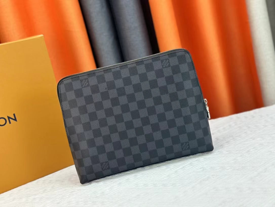 Louis Vuitton New Pouch Damier Graphite Clutch Bags Size 21*27*5cm