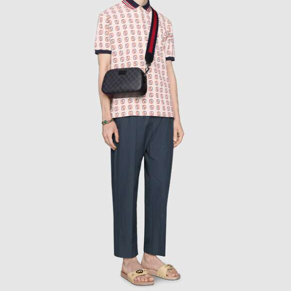 Gucci GG Supreme Black Men Shoulder Bags Size 24*15*7.5cm