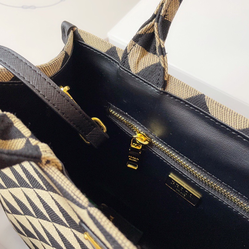 Prada 1BA354 Symbole Embroidered Fabric Handbag Size 28*22*9cm