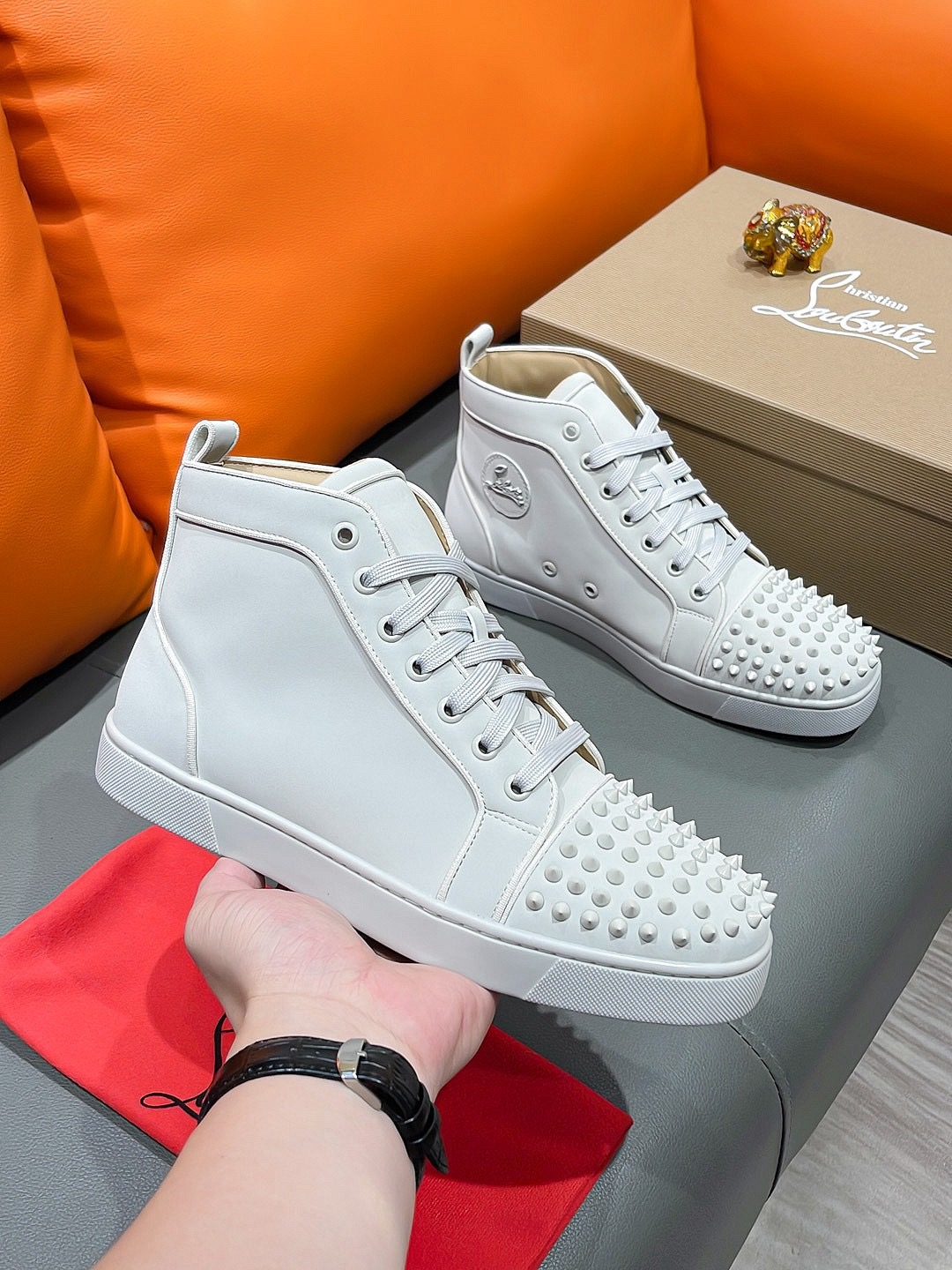 Christian Louboutin Lou Spikes High-Top Sneaker Size 36-46