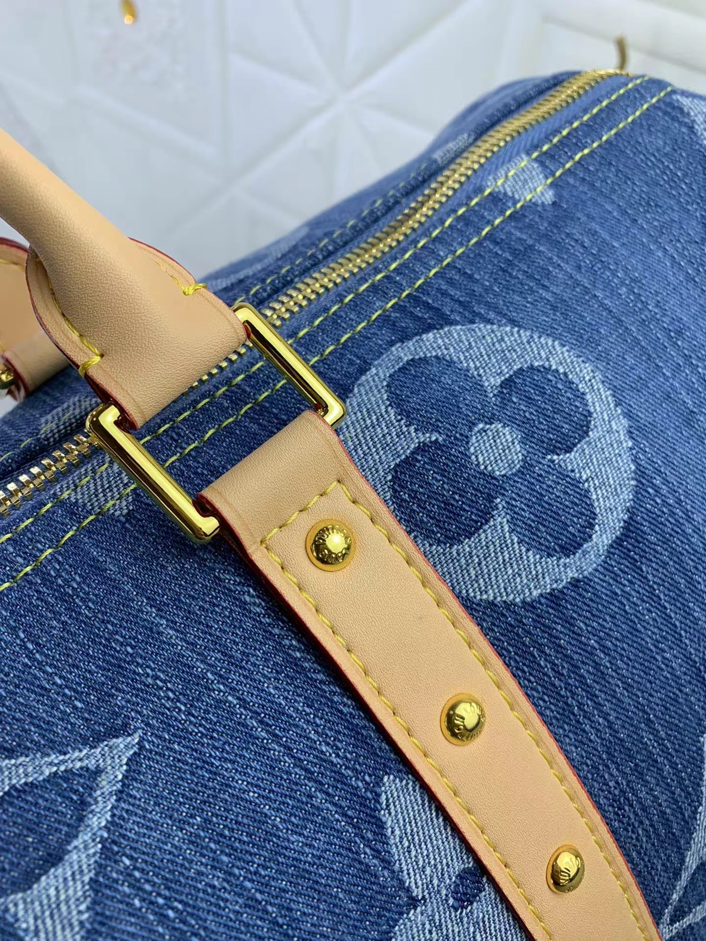 Louis Vuitton KEEPALL BANDOULIÈRE 45 Keepall Bandoulière Monogram Denim Travel Bags Size 45*27*20cm