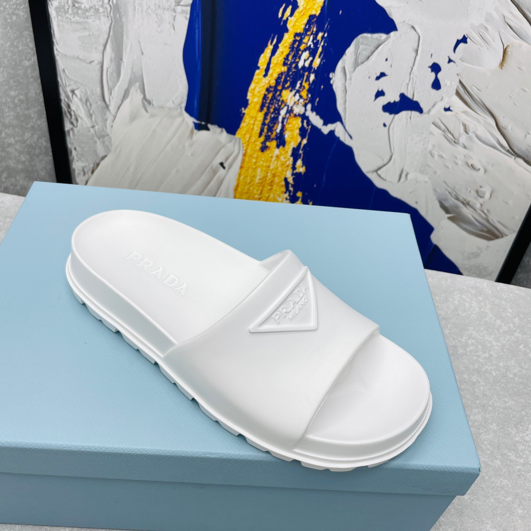 Prada Rubber Slippers Size 35-45 Black/White