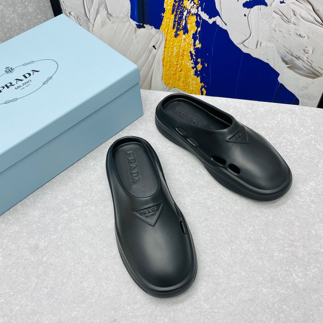 Prada Foam Rubber Slippers Size 35-45 Black/White