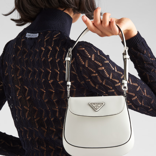 Prada 1BH188 Cleo brushed Leather Shoulder Bags Size 17*14.5*3cm