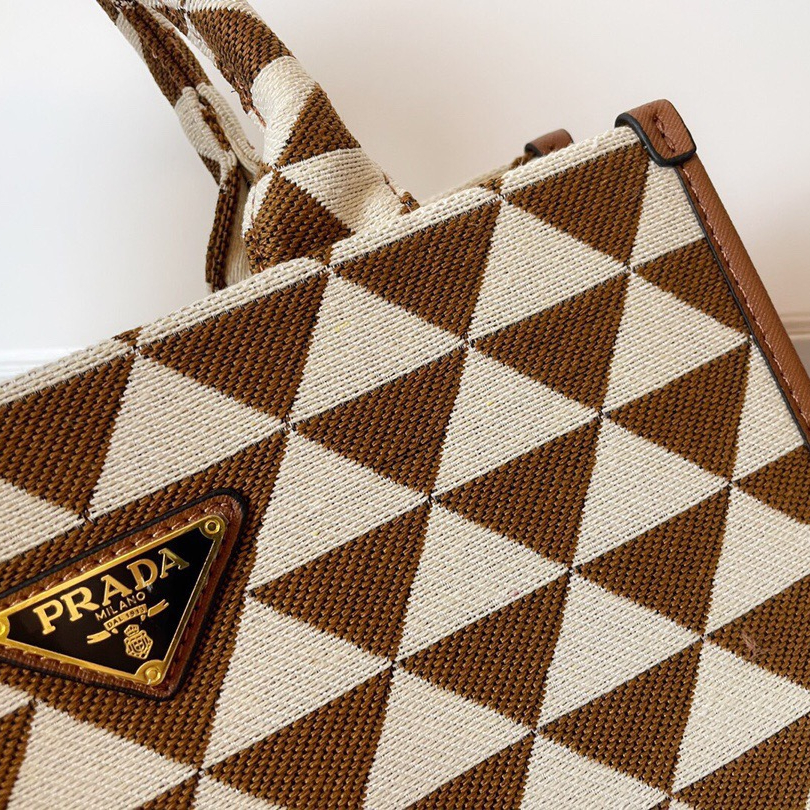 Prada 1BA354 Symbole Embroidered Fabric Handbag Size 28*22*9cm