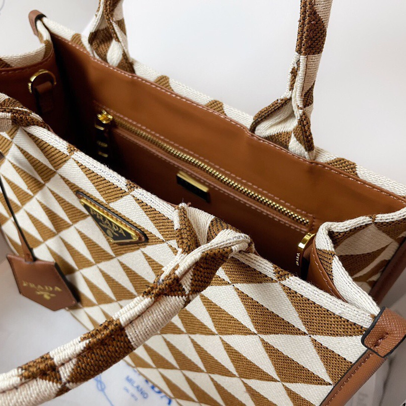 Prada 1BA354 Symbole Embroidered Fabric Handbag Size 28*22*9cm