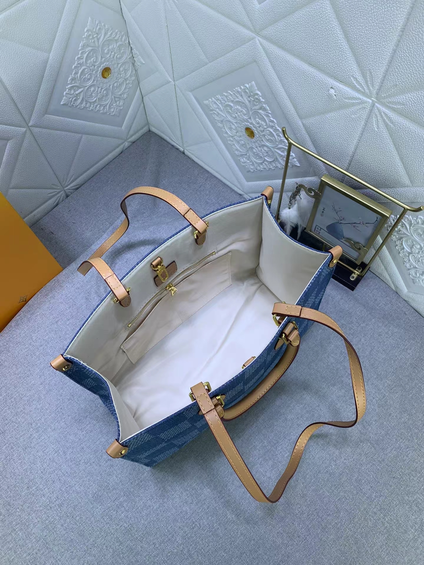 Louis Vuitton Monogram Onthego Denim Cowboy Women Shopping Bags 35*27*14cm