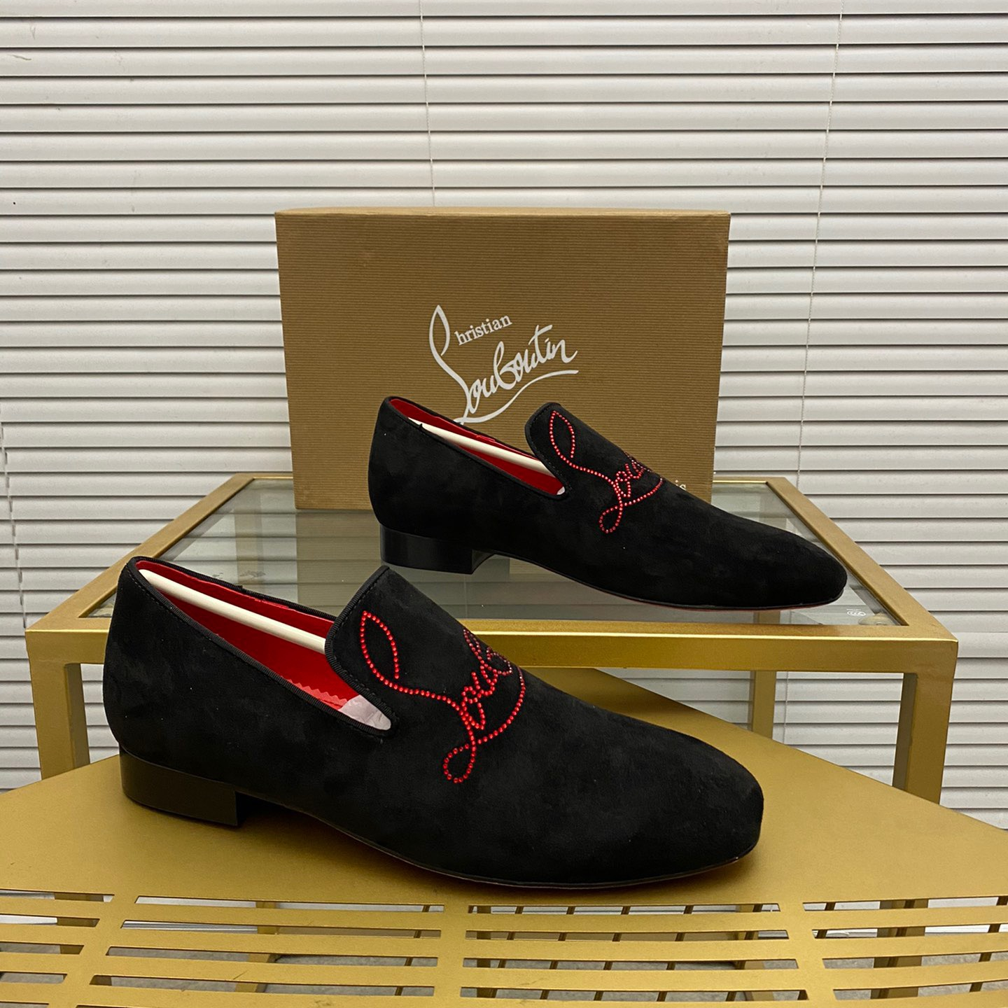 Christian Louboutin Navy Dandelion Strass Loafers Size 39-45