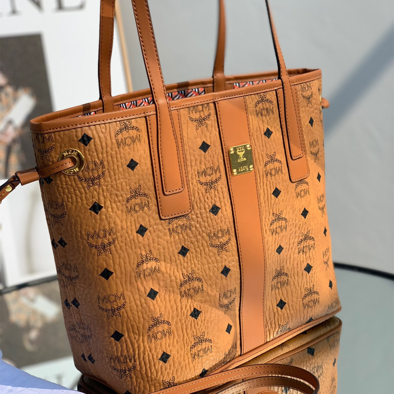 MCM Reversible Liz Shopper in Visetos Bags 37*31*25cm