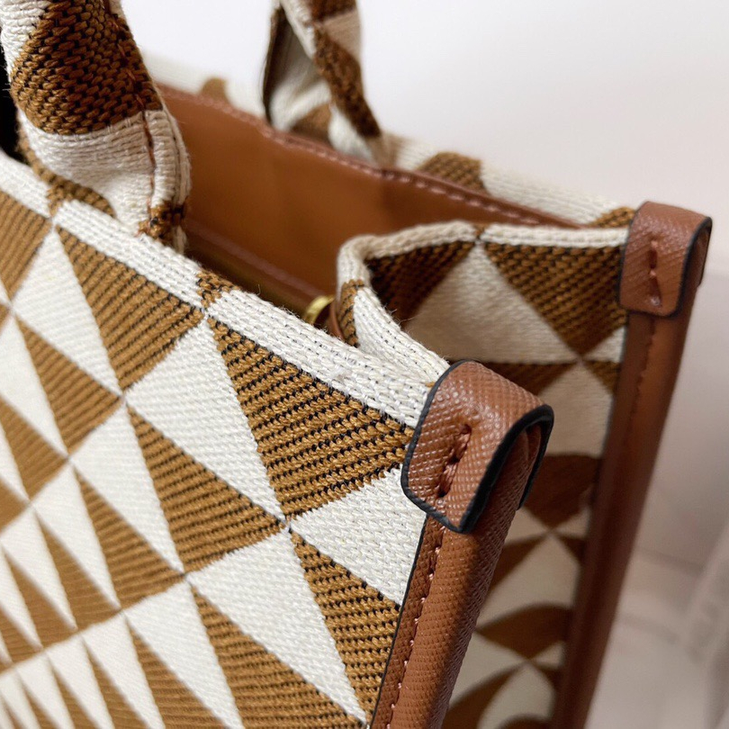 Prada 1BA354 Symbole Embroidered Fabric Handbag Size 28*22*9cm