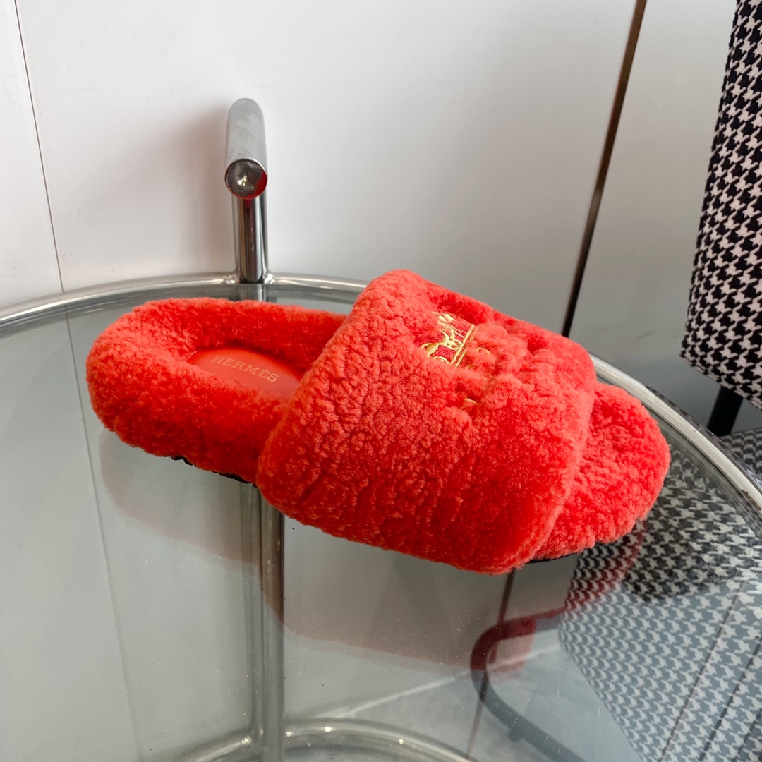 Hermes 23fw Women Winter Slippers Size 36-40