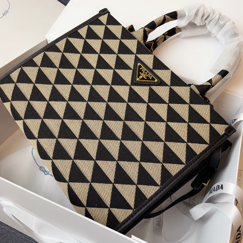 Prada 1BA354 Symbole Embroidered Fabric Handbag Size 28*22*9cm