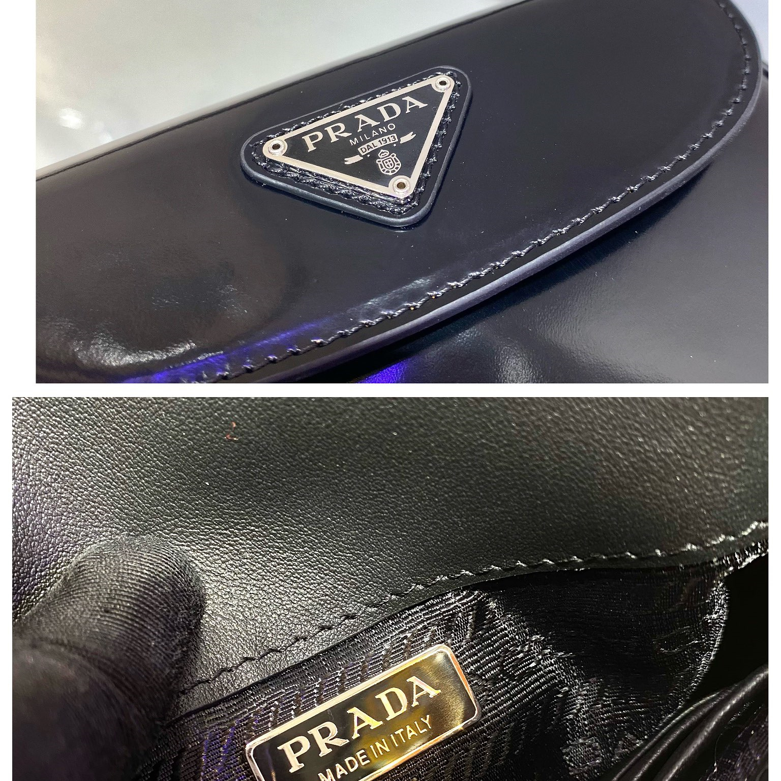 Prada 1BH188 Cleo brushed Leather Shoulder Bags Size 17*14.5*3cm