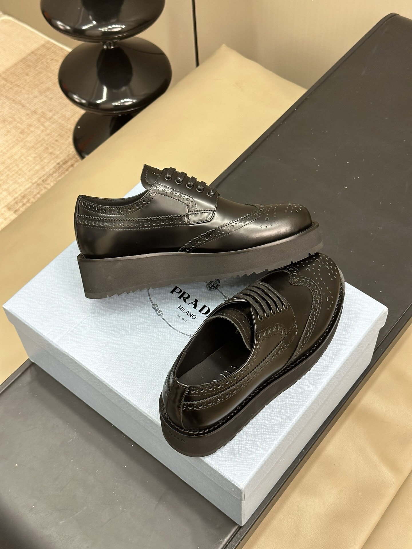 Prada Brushed leather derby Shoes Size 36-41