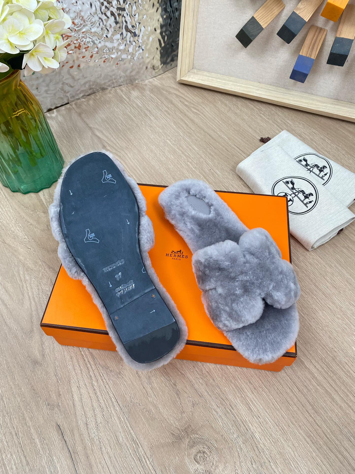 Hermes 23fw Women Winter Slippers Size 36-40