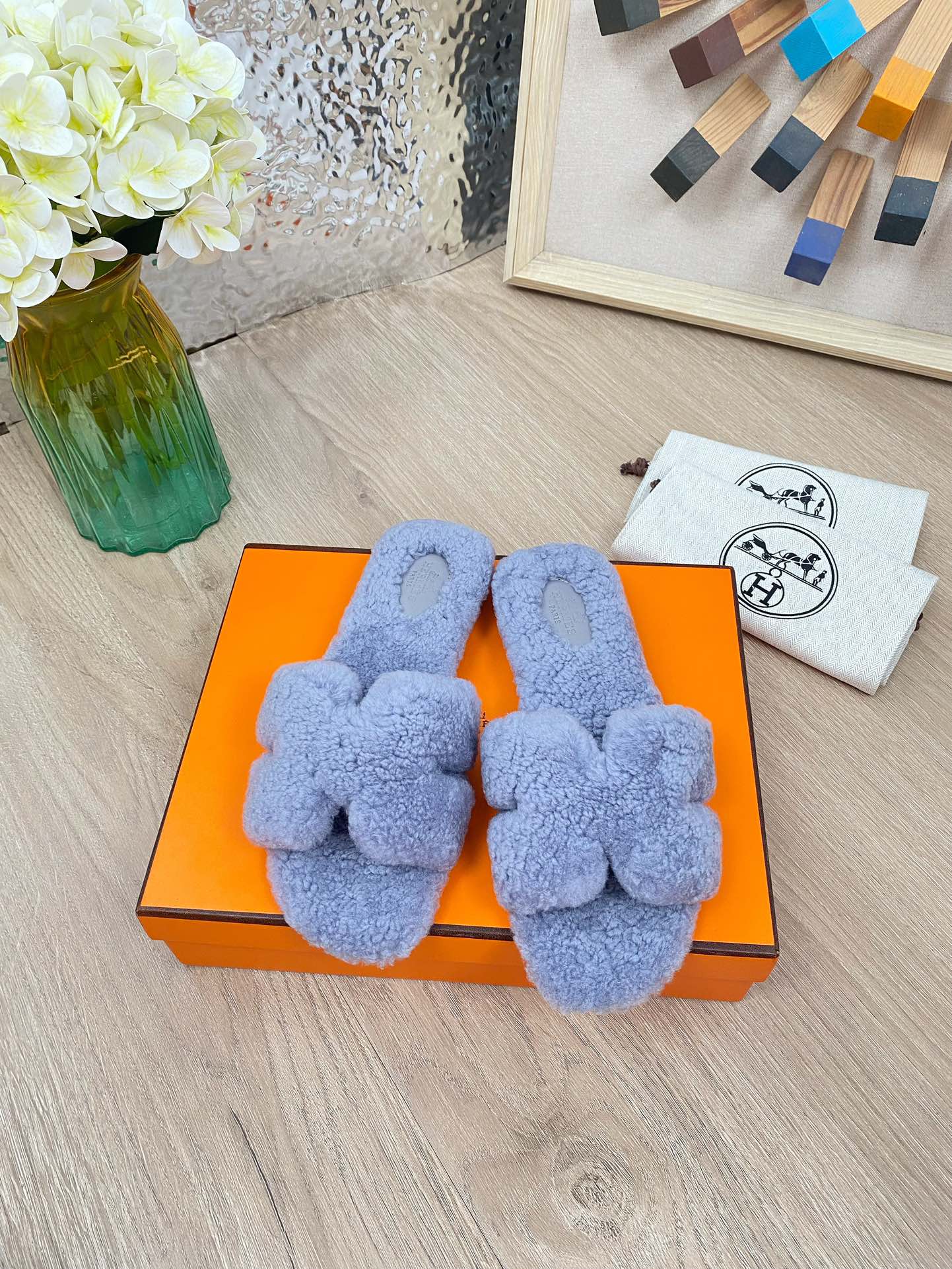 Hermes 23fw Women Winter Slippers Size 36-40
