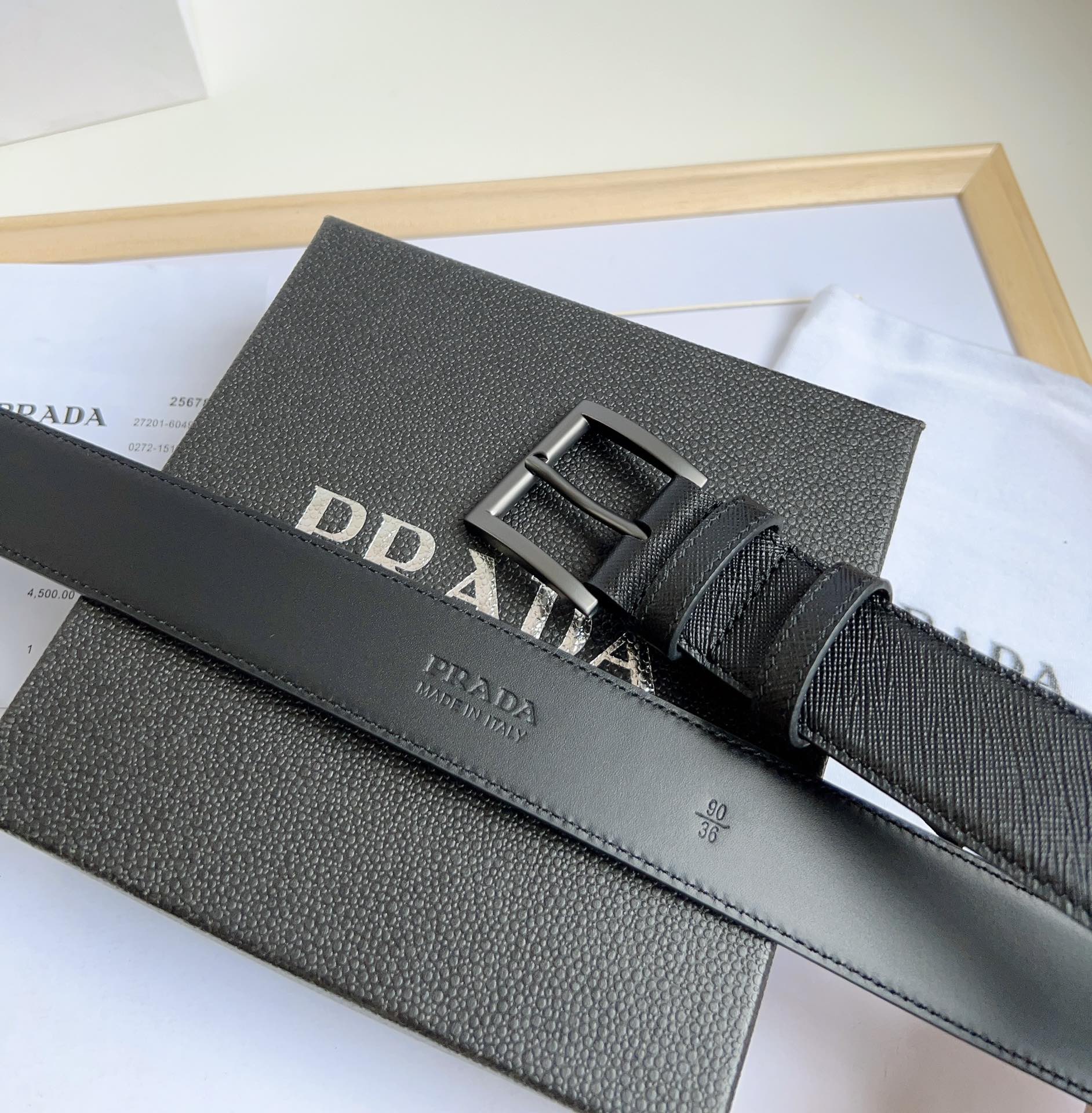 Prada Men/Women Belt Width 3.5cm