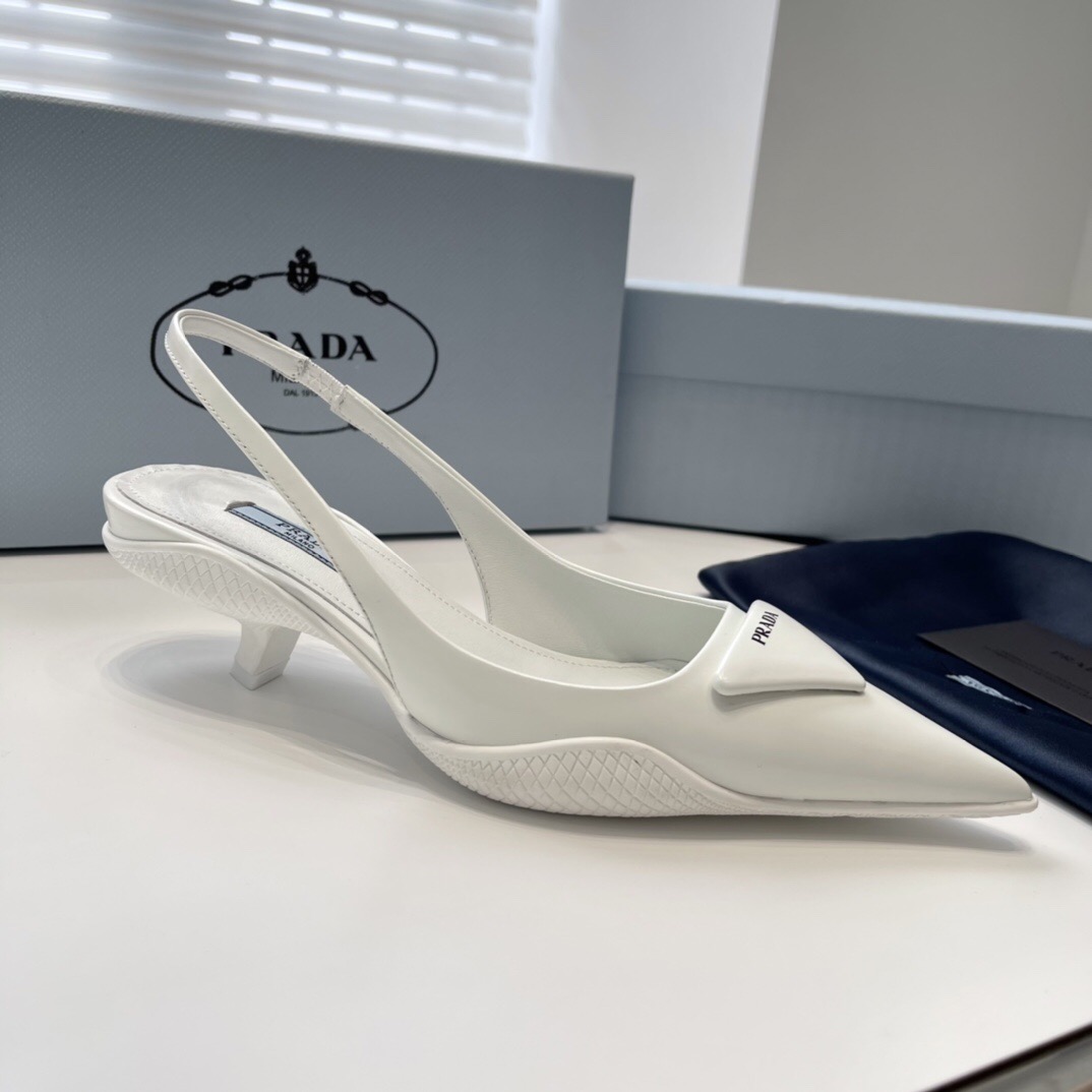 Prada Soft Padded Leather Slingback Pumps Size 35-41 4-Color