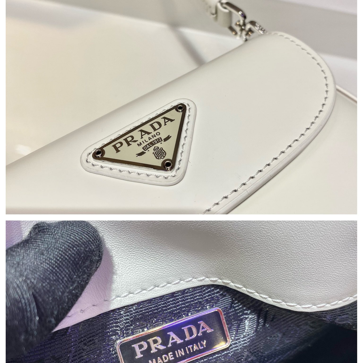 Prada 1BH188 Cleo brushed Leather Shoulder Bags Size 17*14.5*3cm