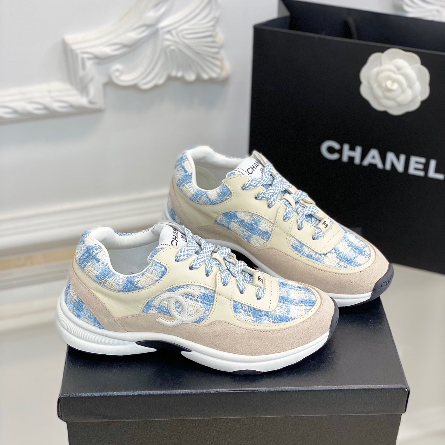Chanel 2023 New Coton Tweed Sneaker Size 35-41  3-Color