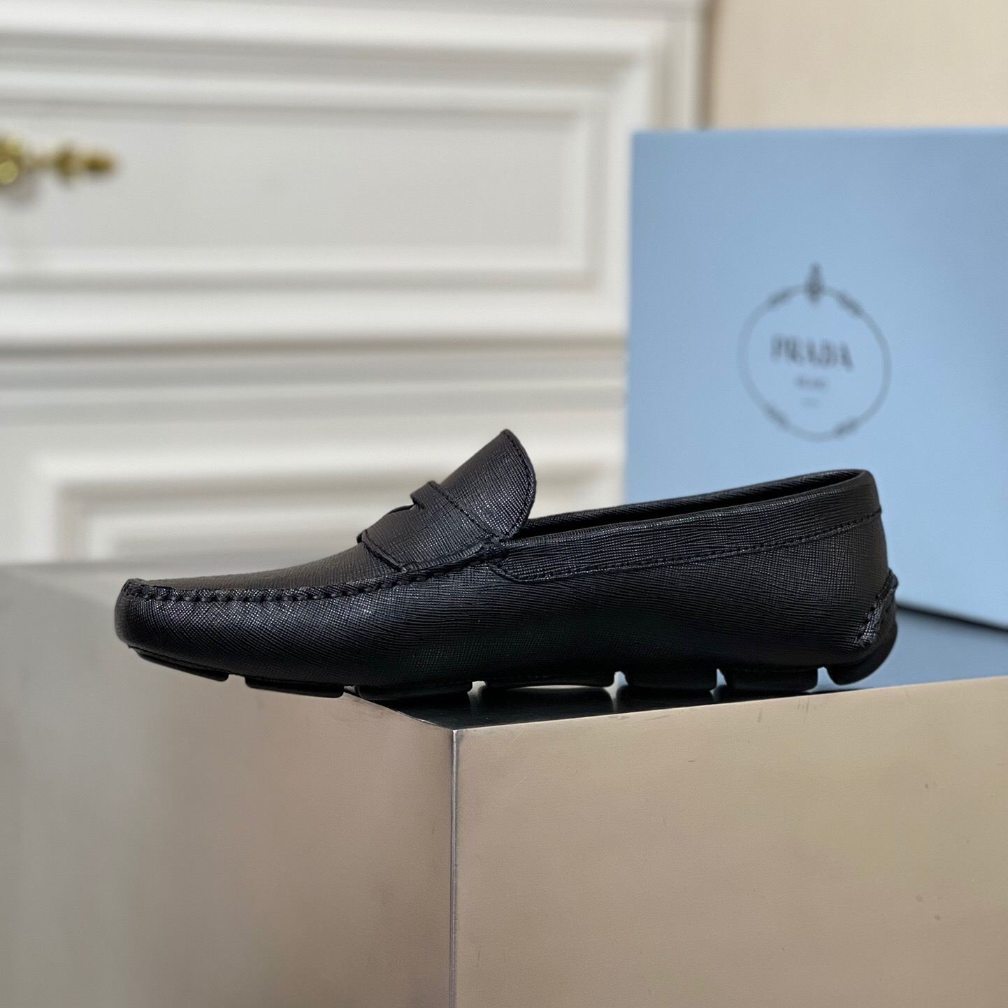 Prada Saffiano Leather Driver Loafers Size 39-45   5-Style