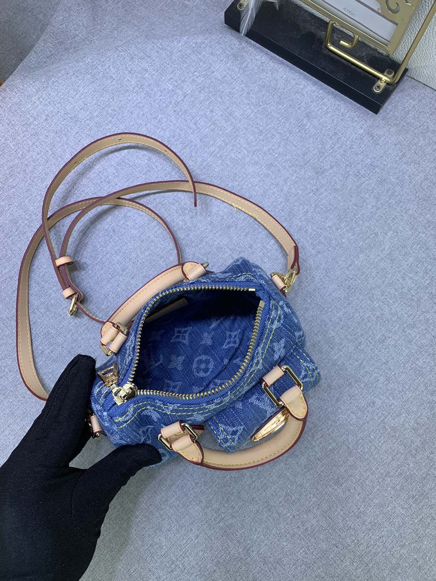 Louis Vuitton M82950 Nano Speedy Denim Cowboy Shoulder Bags Size 16*7*10cm