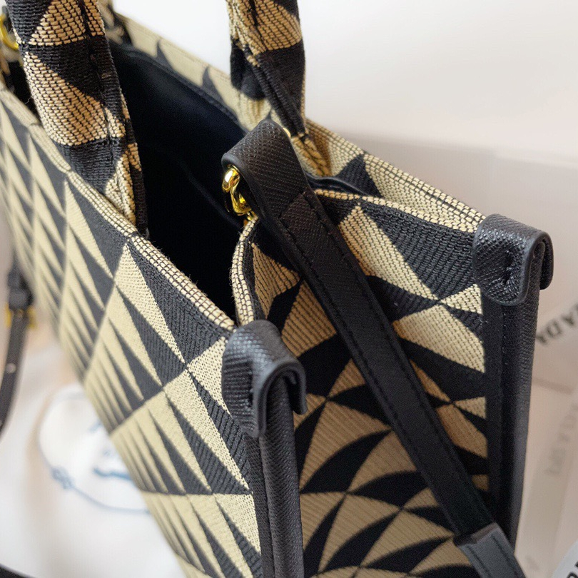 Prada 1BA354 Symbole Embroidered Fabric Handbag Size 28*22*9cm