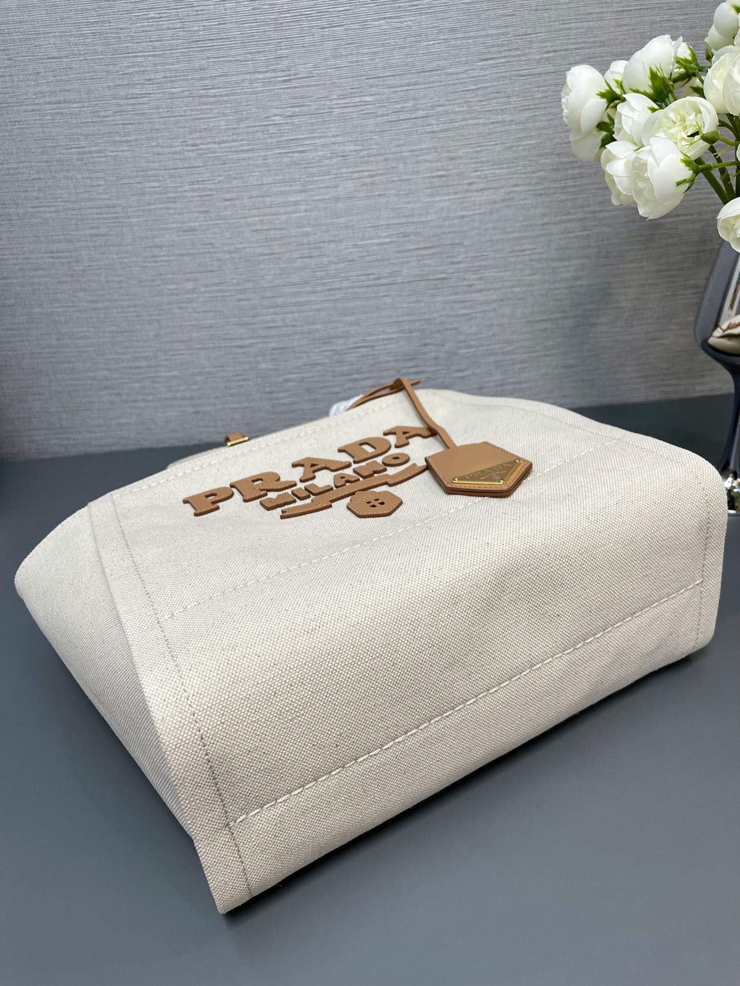 Prada 1BG474 Medium linen blend tote Bag Size 31*25*14cm