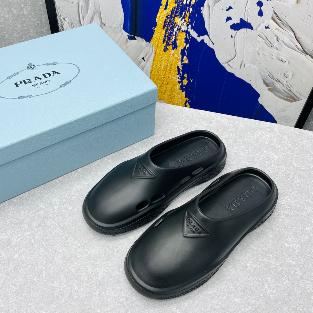 Prada Foam Rubber Slippers Size 35-45 Black/White