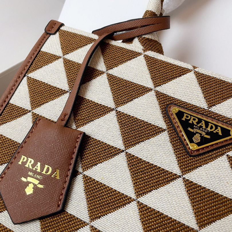 Prada 1BA354 Symbole Embroidered Fabric Handbag Size 28*22*9cm