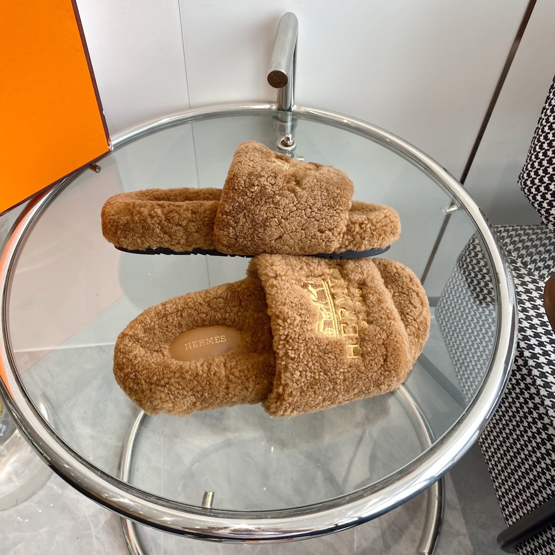 Hermes 23fw Women Winter Slippers Size 36-40