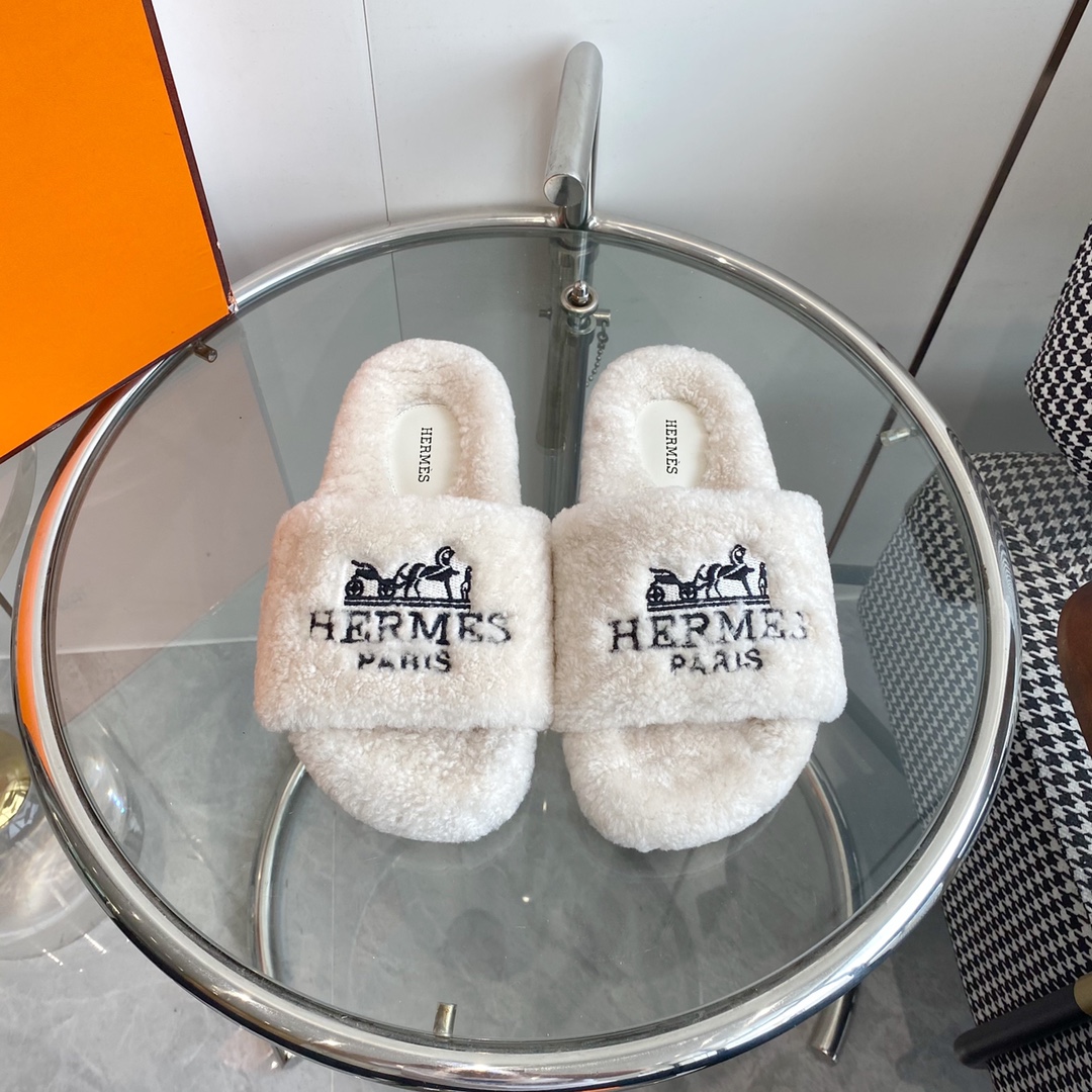 Hermes 23fw Women Winter Slippers Size 36-40