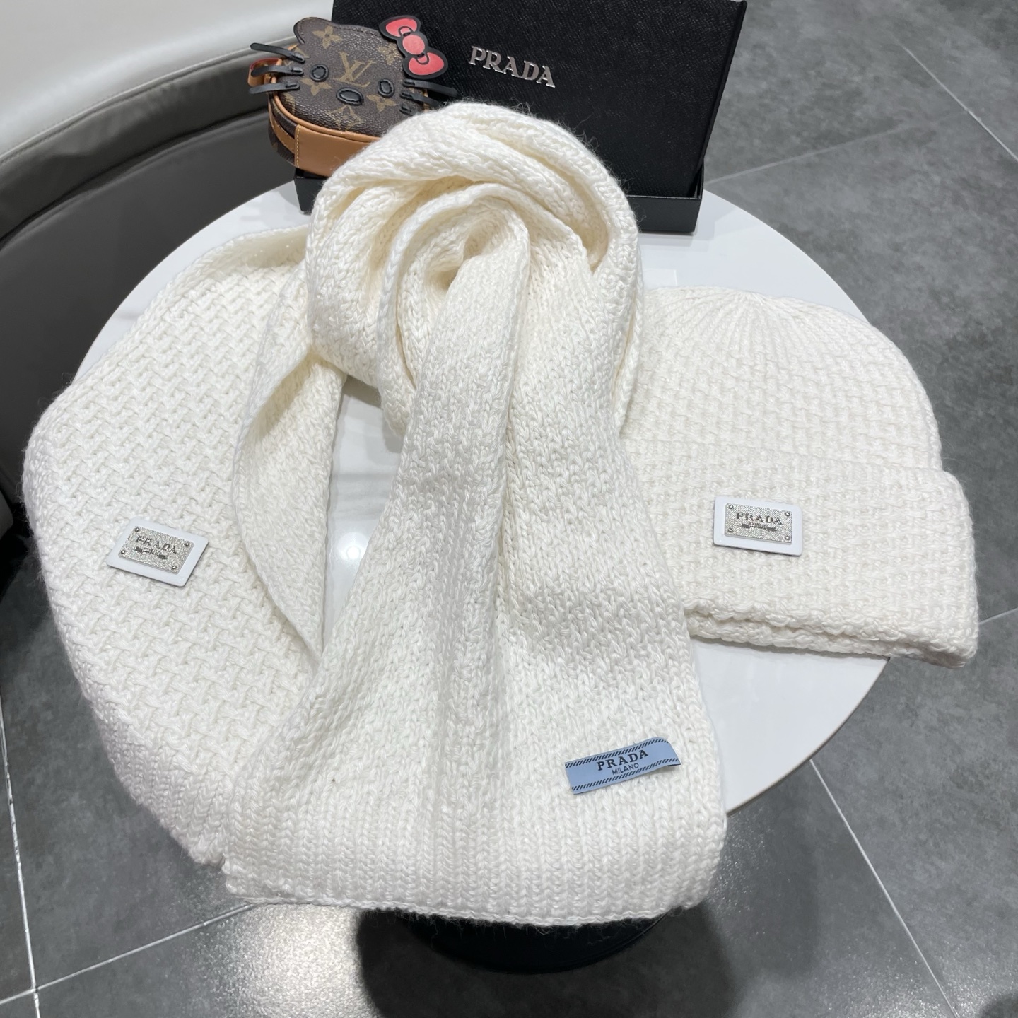 Prada Knitted Hat+Scarf